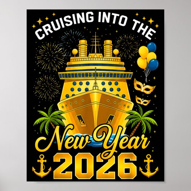 Poster Happy New Year 2026 Cruising Into The New Year 202 (Frente)