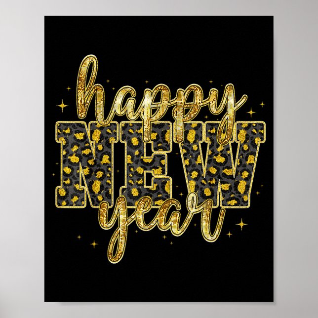 Poster Happy New Year 2026 Gold Leopard Countdown Party F (Frente)