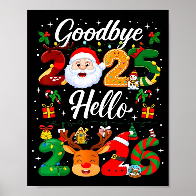 Poster Happy New Year 2026 Goodbye 2025 Hello 2026  (Frente)