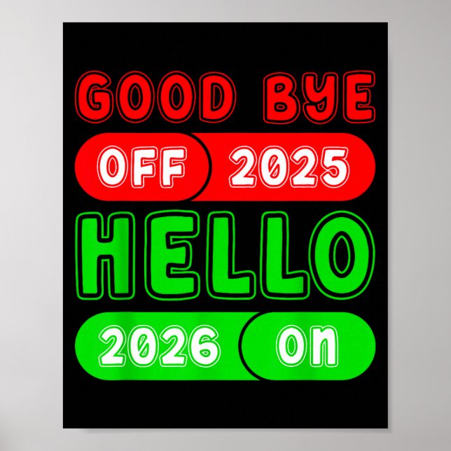 Poster Happy New Year 2026 Goodbye 2025 Hello 2026 Matchi (Frente)