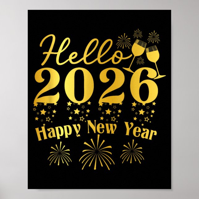 Poster Happy New Year 2026 New Year Party Family Friends  (Frente)