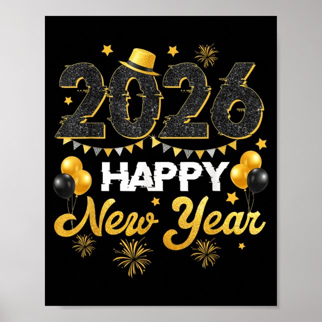 Poster Happy New Year 2026 New Year's Eve Party Countdown (Frente)
