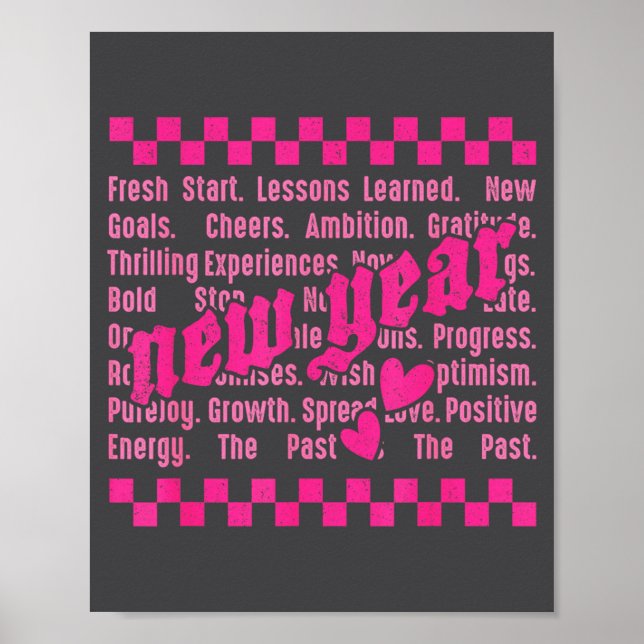 Poster Happy New Year 2026 Words Family Matching New Year (Frente)