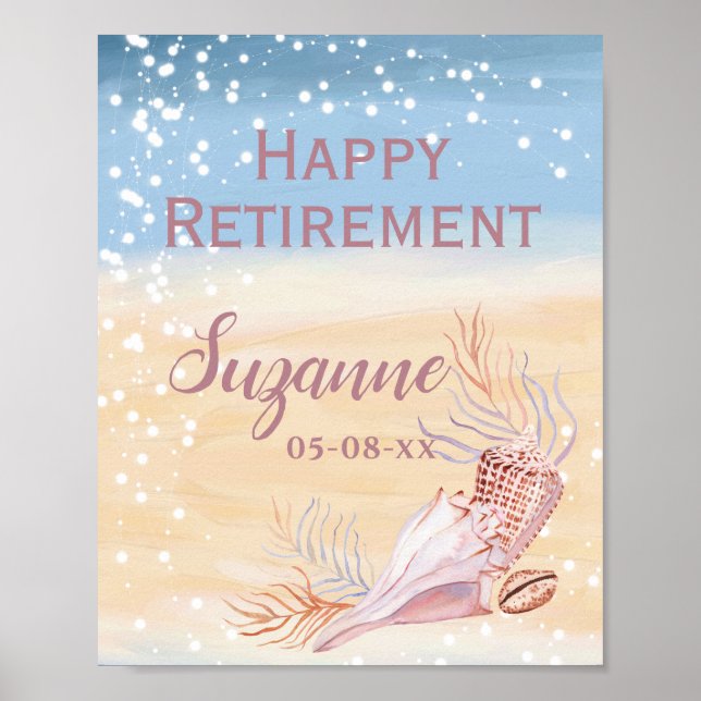 Poster Happy Retirement Beach Coastal Shell (Frente)