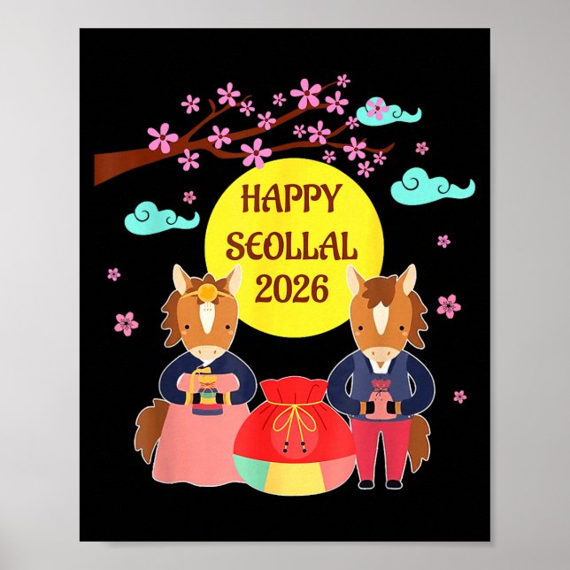 Poster Happy Seollal 2026 Korean Lunar New Year Of The Ho (Frente)