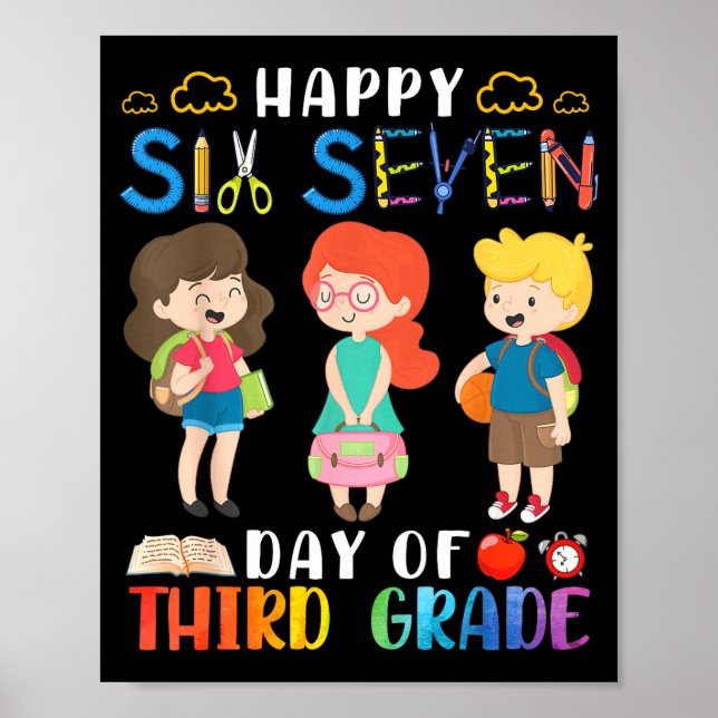 Poster Happy Six Seven Day Of Third Grade Student Back To (Frente)