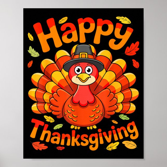 Poster Happy Thanksgiving Shirt Men Women Kids Family Tur (Frente)