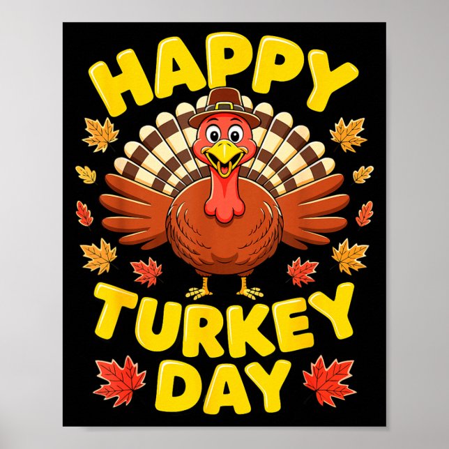 Poster Happy Turkey Day Shirt Men Women Kids Family Thank (Frente)