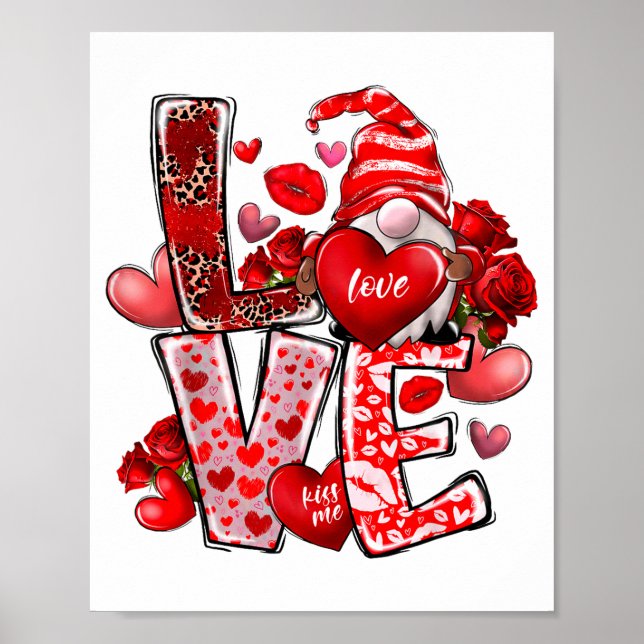 Poster Happy Valentine Gnome Heart Valentine's Day Couple (Frente)