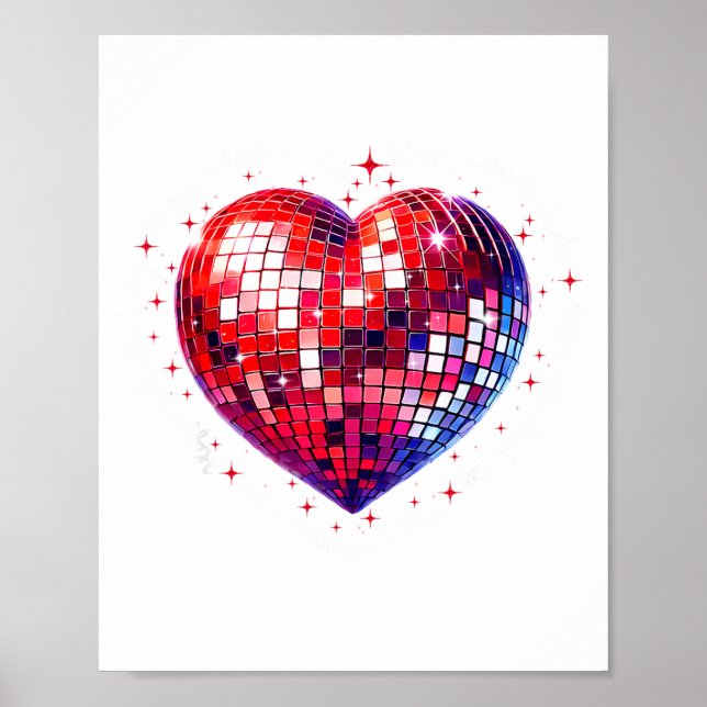 Poster Happy Valentine's Day Funny Coquette Red Disco Bal (Frente)