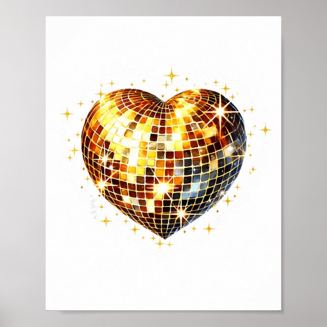 Poster Happy Valentine's Day Funny Gold Coquette Disco Ba (Frente)