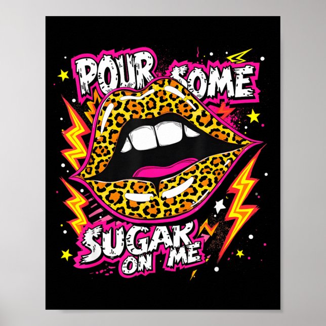 Poster Happy Valentine's Day Leopard Lips Ur Some Sugar A (Frente)