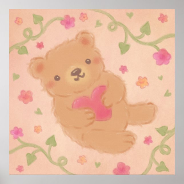 Poster Happy Valentine's Day with Teddy Bear (Frente)