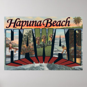 Póster Hapuna Beach, Hawaii - Large Letter Scenes