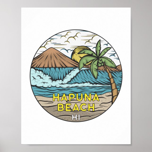 Poster Hapuna Beach Hawaii Vintage (Frente)