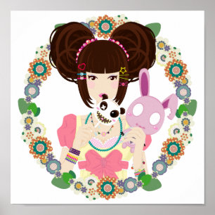Póster Harajuku Girl Yuriko - com fronteira