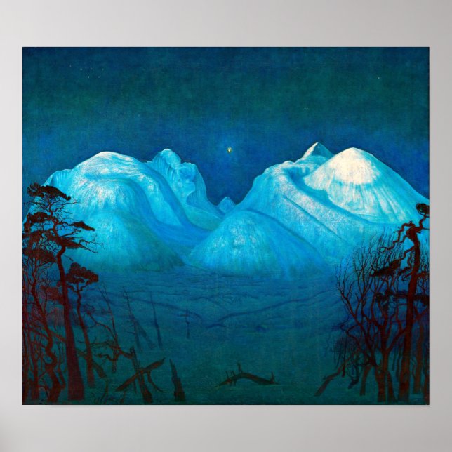 Poster Harald Sohlberg Noite de inverno nas Montanhas (Frente)