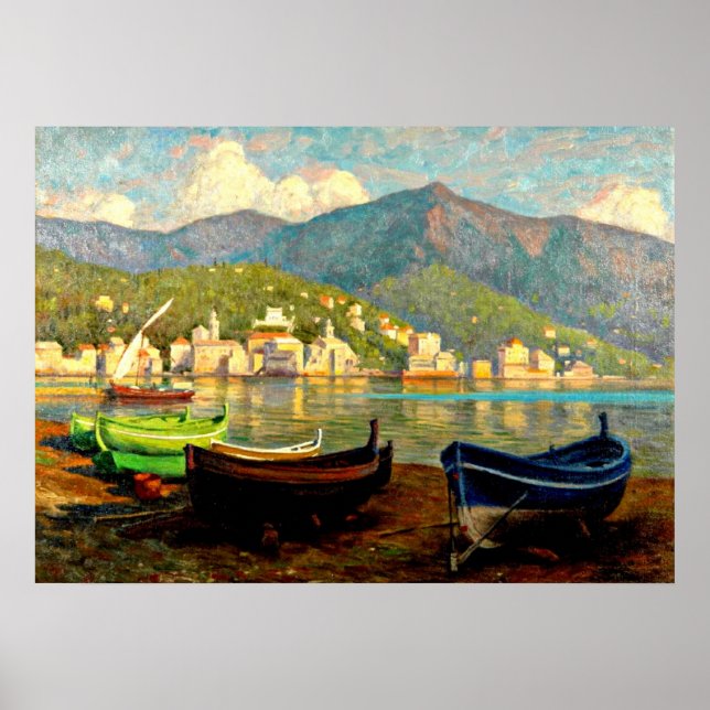 Poster Harbor Scene from Rapallo; Paul Fischer painting (Frente)