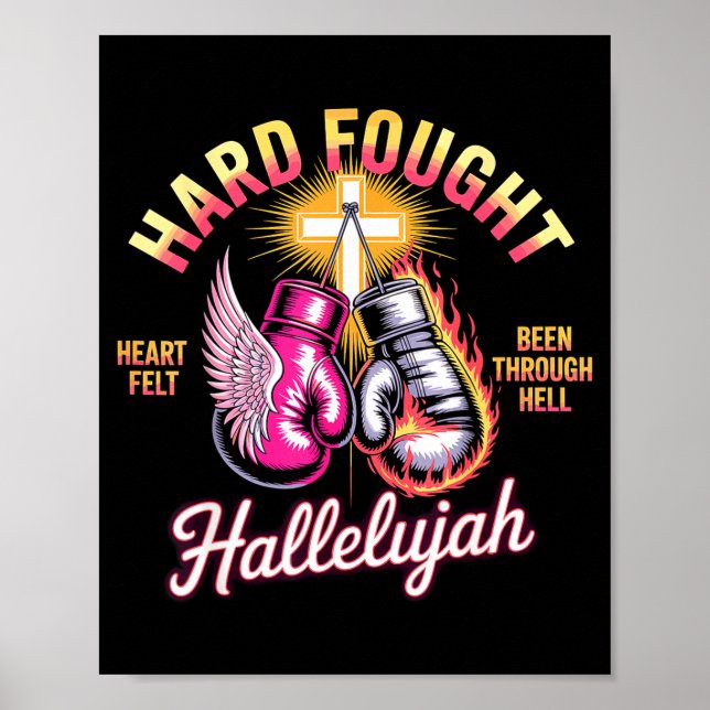 Poster Hard Fought Hallelujah Boxing Gloves Faith  (Frente)