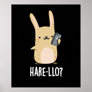 Poster Hare Llo Ali Coelho Engraçado Pun Dark BG