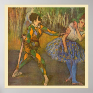 Póster Harlequin and Columbine by Edgar Degas Vintage Art