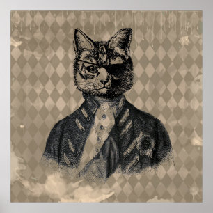 Poster Harlequin Cat Grunge