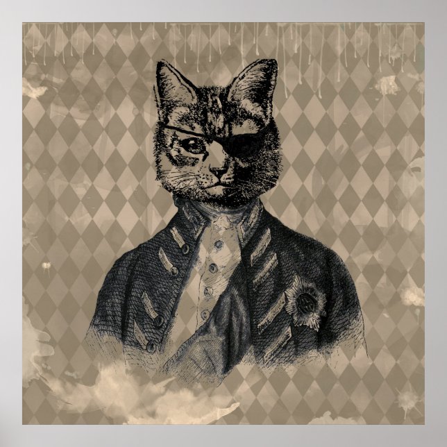 Poster Harlequin Cat Grunge (Frente)