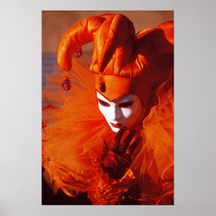 Poster Harlequin na laranja no carnaval de Veneza