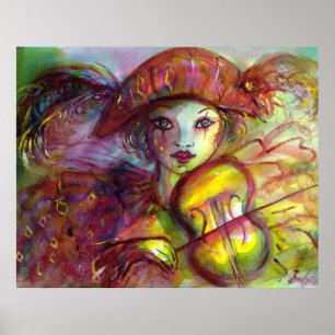 Póster HARLEQUIN TOCANDO VIOLINO / Carnaval de Veneza