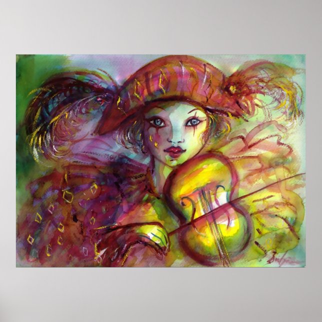 Poster HARLEQUIN VIOLIN PLAYER / Venetian Carnival Music (Frente)