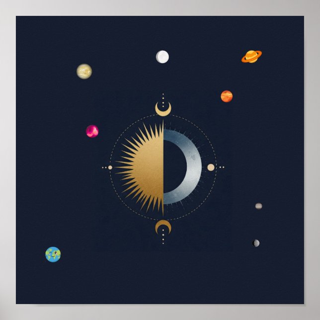 Poster Harmonia Celestial | Sun Modern & Moon Wall Art (Frente)