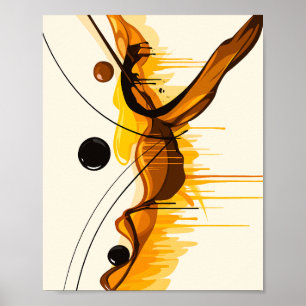 Poster Harmonia de Âmbar e Preto em Movimento Abstrato