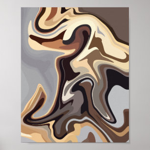 Poster Harmonia de Fluidos abstrato em Tonalidades Quente