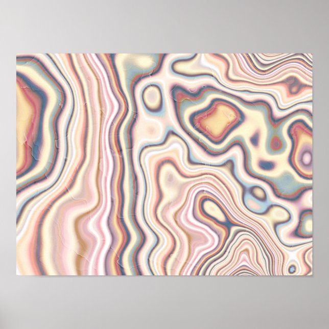 Poster Harmonia de Fluxo em Mármore Pastel (Frente)