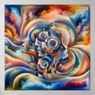 Poster Harmonia de Mentes - Abstrato - Arte Surreal