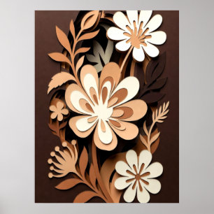 Poster Harmonia em Corte de Papel Floral em Camadas
