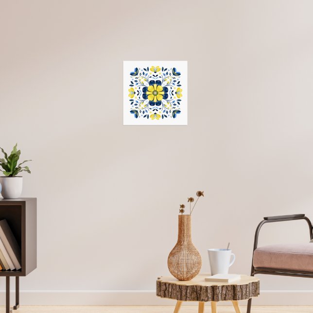 Poster Harmonia Floral Dourada (Sala de Estar 3)