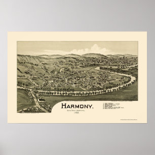 Póster Harmonia, mapa panorâmico do PA - 1901
