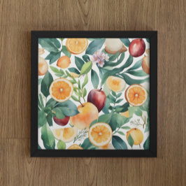 Poster Harmonia Tropical de Cores Aquáticas de Frutas e F