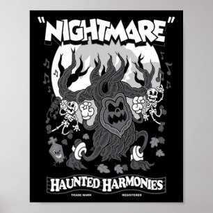 Poster Harmonias Assombradas - Vintage Cartoon Halloween 