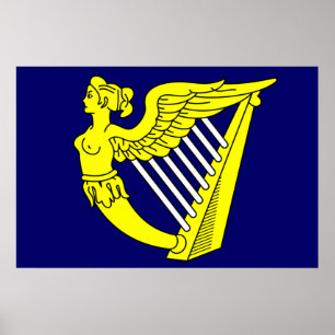 Póster Harpa nova voada azul, bandeira de Ireland