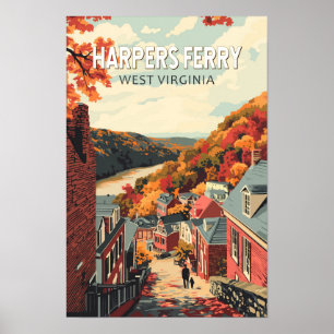 Poster Harpers Ferry West Virginia Viagem Arte Vintage