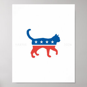 Poster Harris 2024 Democrat Cat - Votação Para Kamala W E