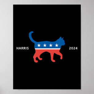 Poster Harris 2024 Democrat Cat - Votação Para Kamala Whe