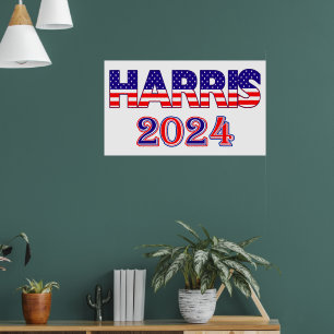Poster Harris 2024 Presidente Democrat EUA Flag Text