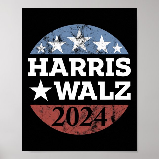 Poster Harris &amp; Tim Walz Para A Campanha Do President (Frente)