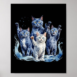 Poster Harris Blue Cats Wave - Engraçado Para Proprietári