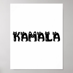 Poster Harris Cat Lettering Positive Funny Eleição 2024