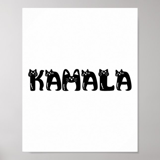 Poster Harris Cat Lettering Positive Funny Eleição 2024 (Frente)