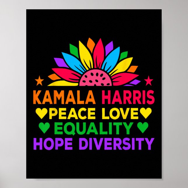 Poster Harris Peace Love Igualdade Esperam Diversidade (Frente)
